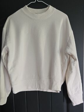 a new day White Ribbed Crewneck Sweatshirt